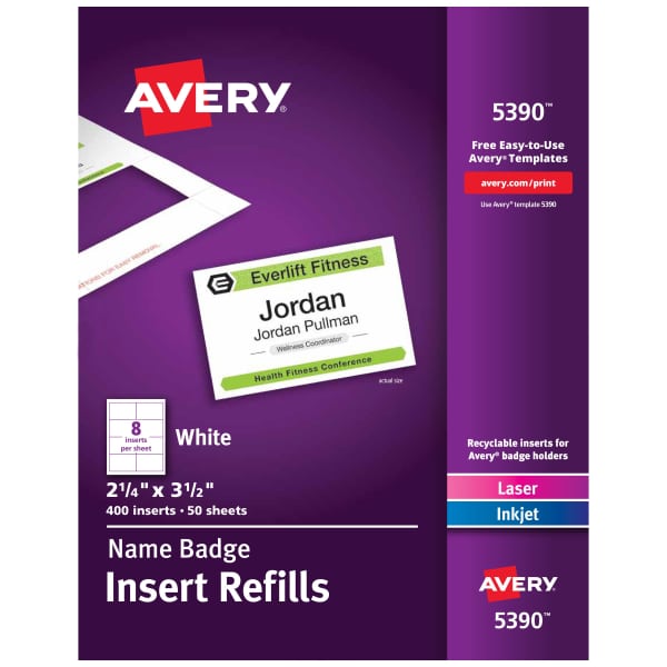 Name Badge Insert Refills, 2-1/4" x 3-1/2"